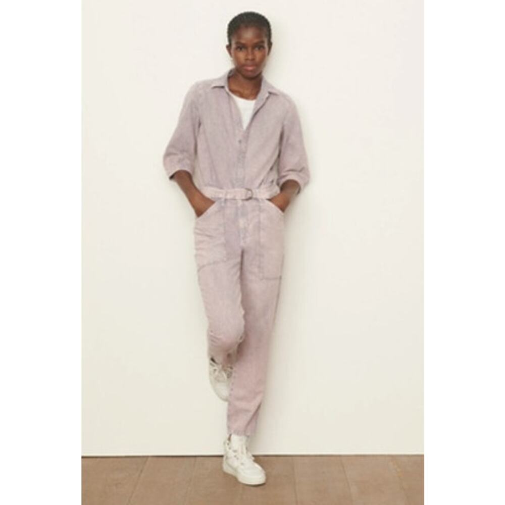 ba&sh Frida Denim Jumpsuit Faded Purple Wash Medium